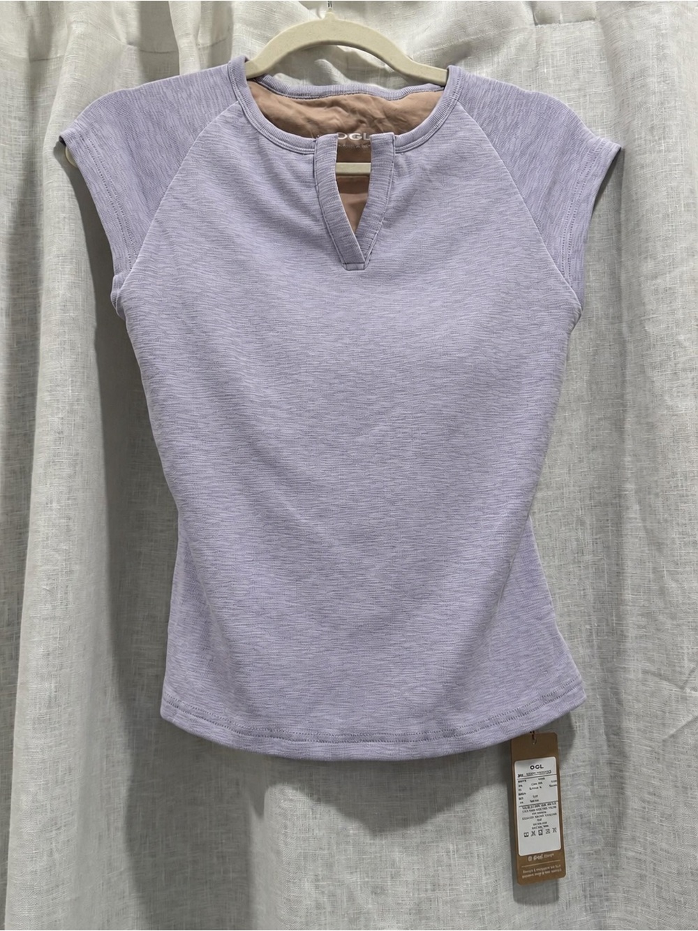 OGL Textured Stretch Cotton Raglan Cap Sleeve w/ Built-in Bra NWT Med